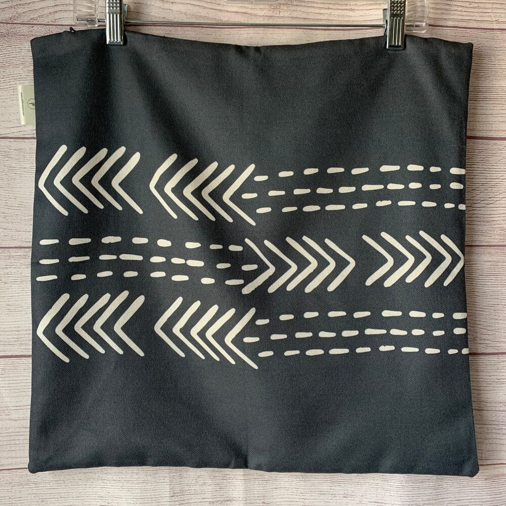 Dark Charcoal Gray and White Pillowcase Geometric Pattern Pillow Cover 17 1/2"
